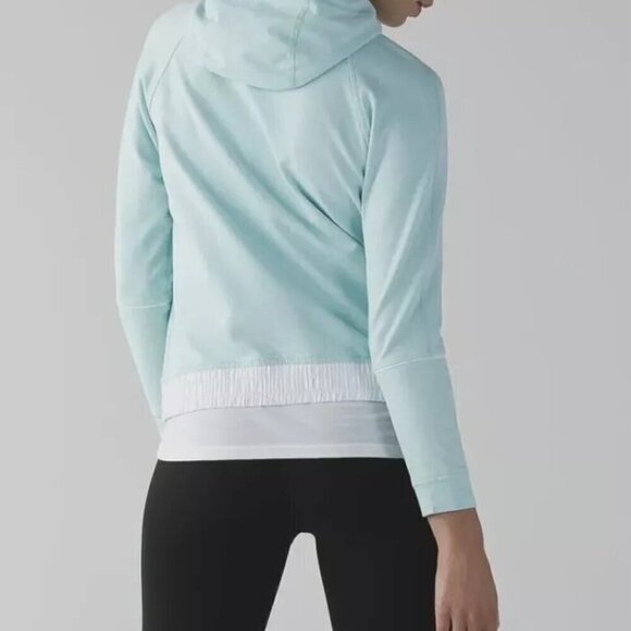Lululemon All Good Tranquil Blue White Pullover Hoodie Sweatshirt Size 10 EUC - Picture 3 of 10